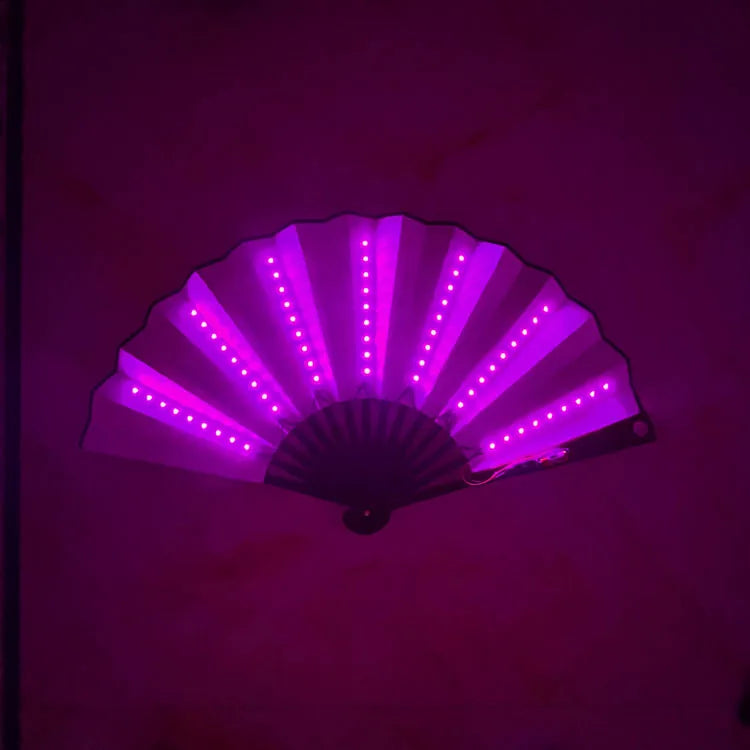 Glow Folding Led Fan Dancing Light Fan Night Show Halloween Christmas Rave Festival Accessories Glow in The Dark Party Supplies