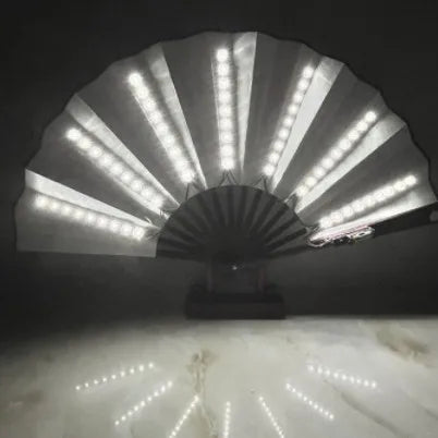 Glow Folding Led Fan Dancing Light Fan Night Show Halloween Christmas Rave Festival Accessories Glow in The Dark Party Supplies