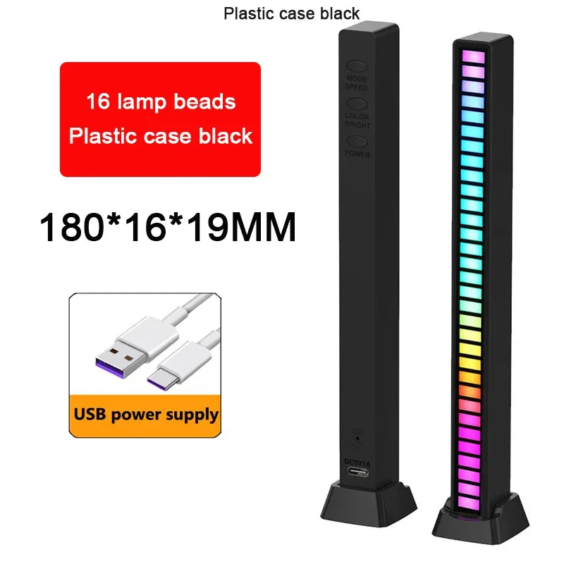 RGB LED Strip Light Music Sound Control Pickup Rhythm Ambient Lamp Atmosphere Night Lights For Bar Car Room TV Gaming Decoration