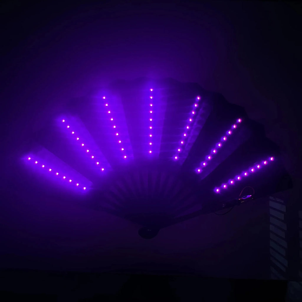 Glow Folding Led Fan Dancing Light Fan Night Show Halloween Christmas Rave Festival Accessories Glow in The Dark Party Supplies