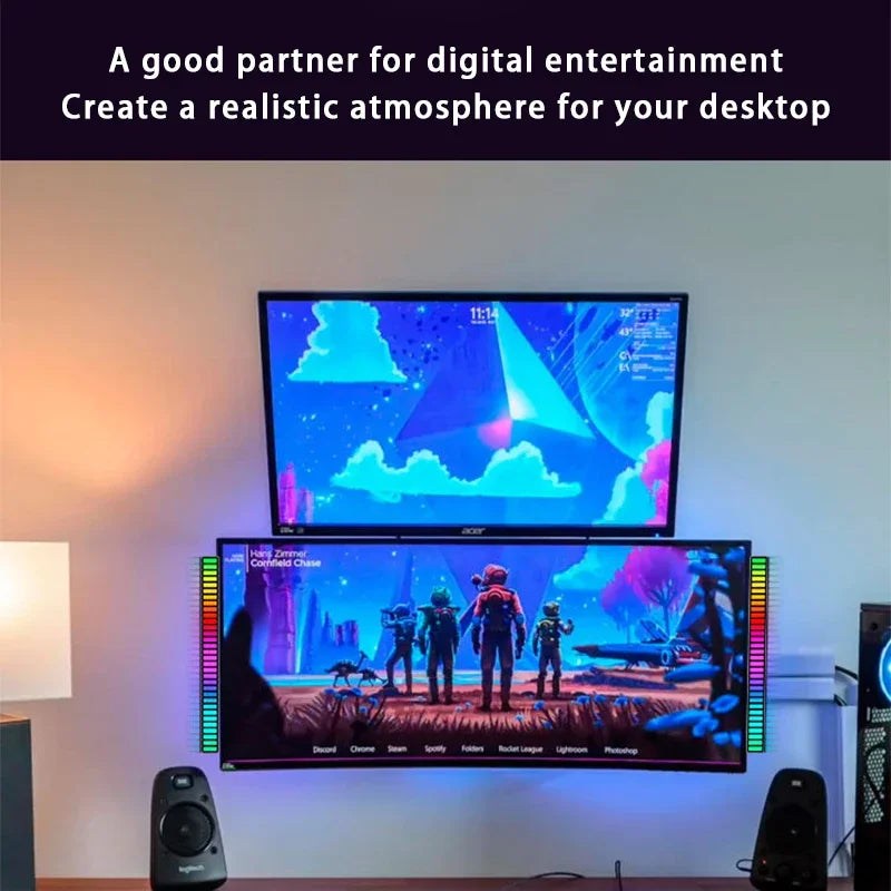 RGB LED Strip Light Music Sound Control Pickup Rhythm Ambient Lamp Atmosphere Night Lights For Bar Car Room TV Gaming Decoration