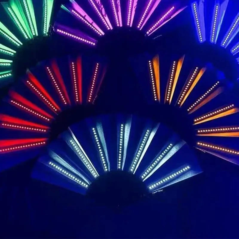 Glow Folding Led Fan Dancing Light Fan Night Show Halloween Christmas Rave Festival Accessories Glow in The Dark Party Supplies