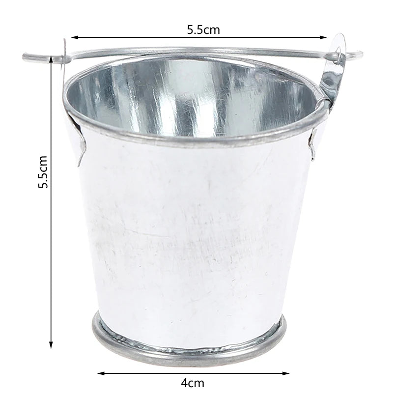 TY 1Pc Dollhouse Mini Iron Bucket Children Beach Small Bucket Toy Miniature Model Mini Dollhouse Decorations Ornaments