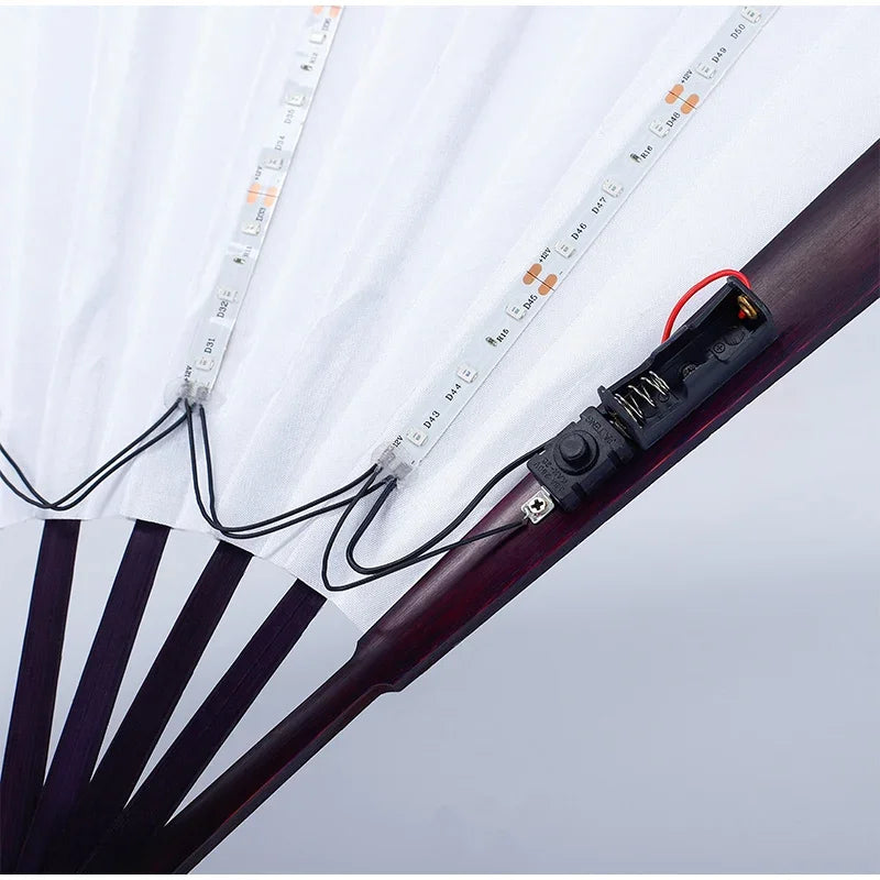 Glow Folding Led Fan Dancing Light Fan Night Show Halloween Christmas Rave Festival Accessories Glow in The Dark Party Supplies