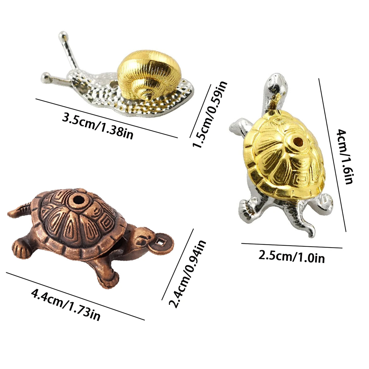 1pc Alloy Snail Small Ornaments Small Turtle Cute Vivid Little Animal Home Decoration Bonsai with Incense Crafts Figurines